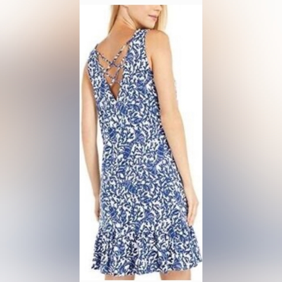 LILLY PULITZER Kristin Flounce Dress In Blue Oyster Bay - Picture 3 of 9